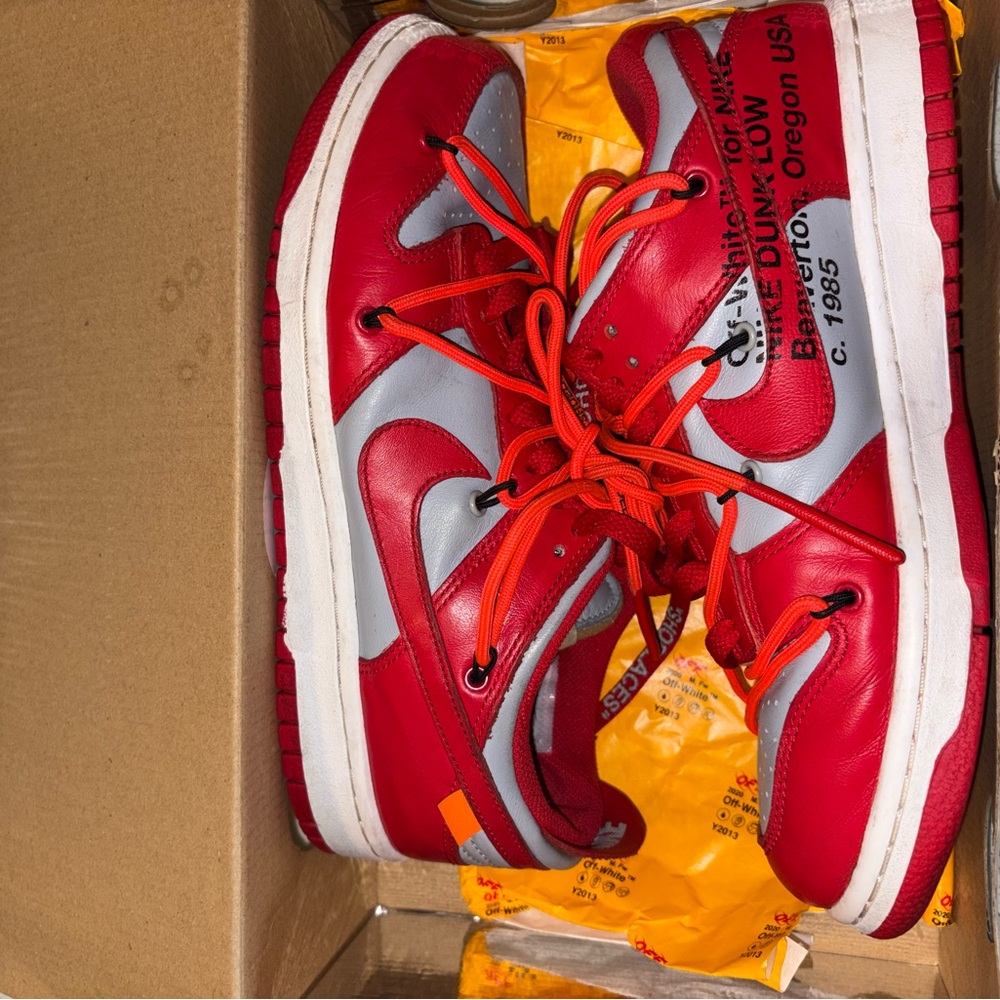 Off-White Red and Gray Sneakers